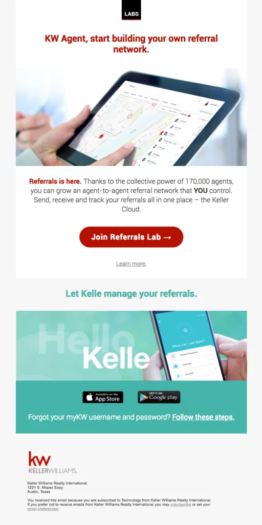 One-column email design template that's responsive for mobile devices