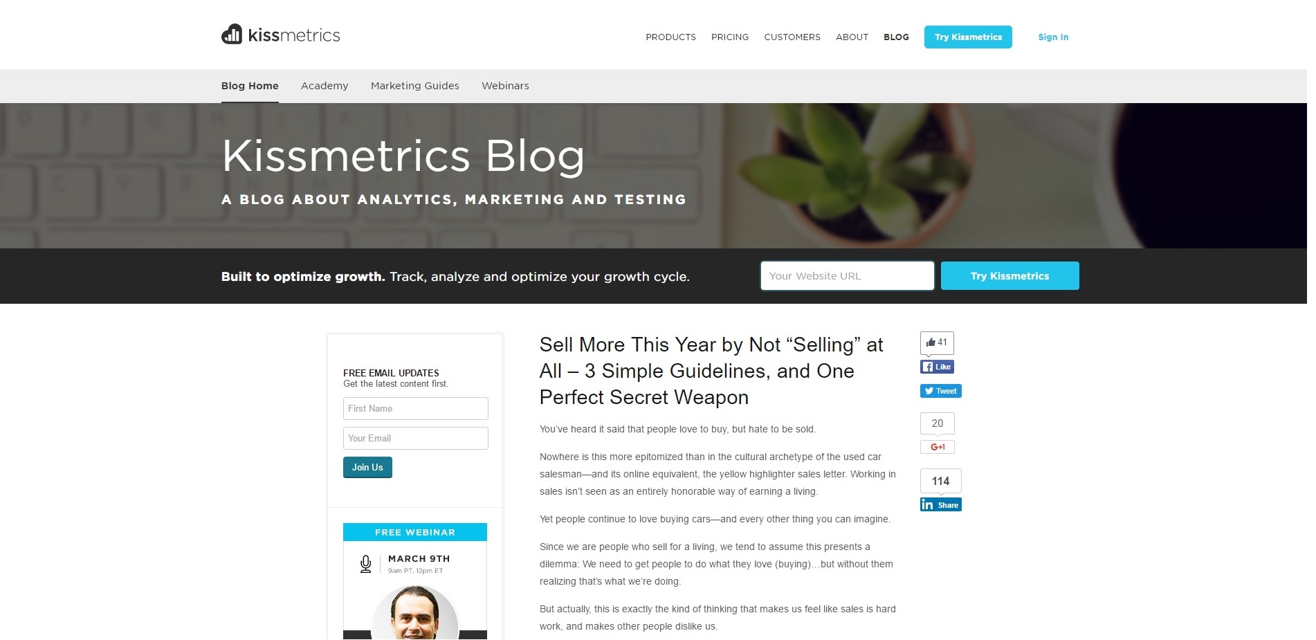Kissmetrics Blog: Sell More This Year by Not “Selling” at All