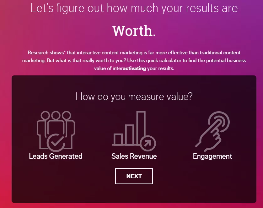 show value with a calculator to generate leads