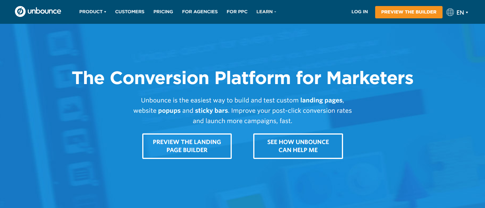 Create lead generation landing pages with Unbounce