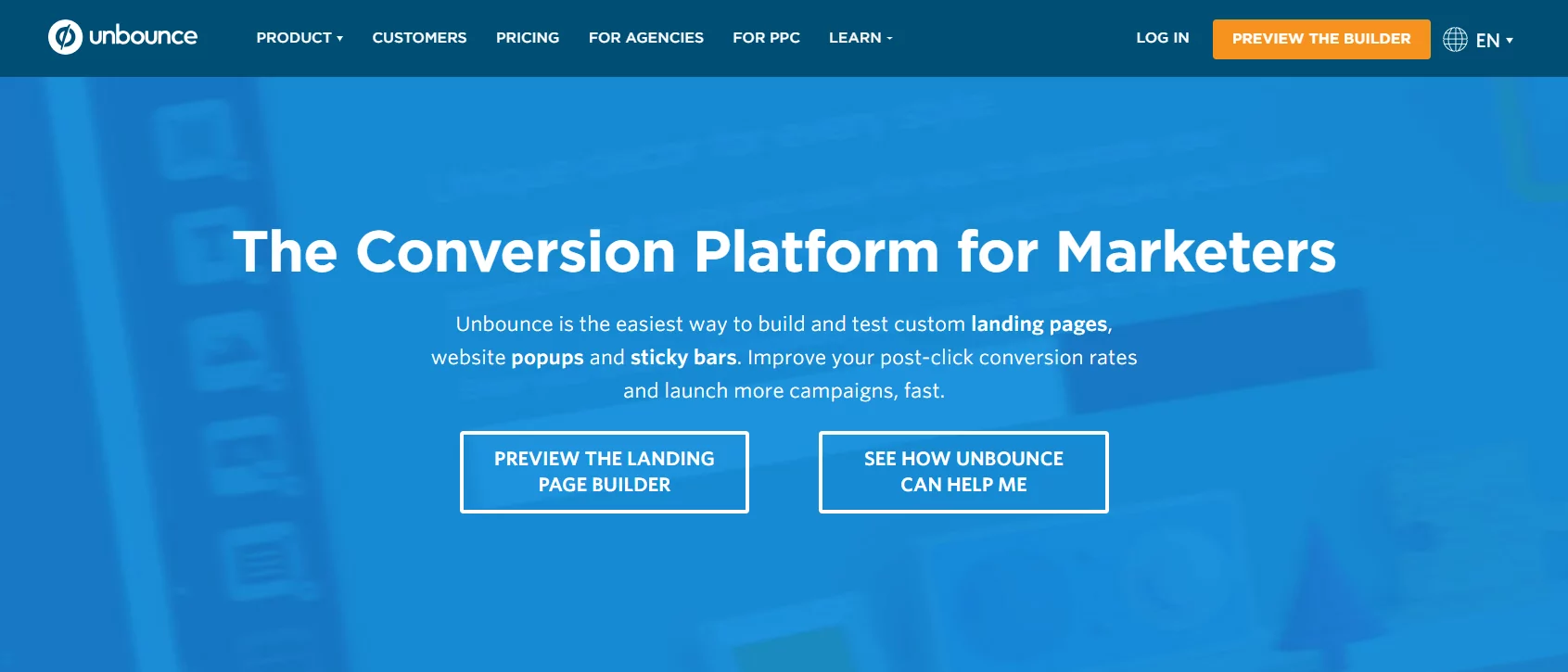 Create lead generation landing pages with Unbounce