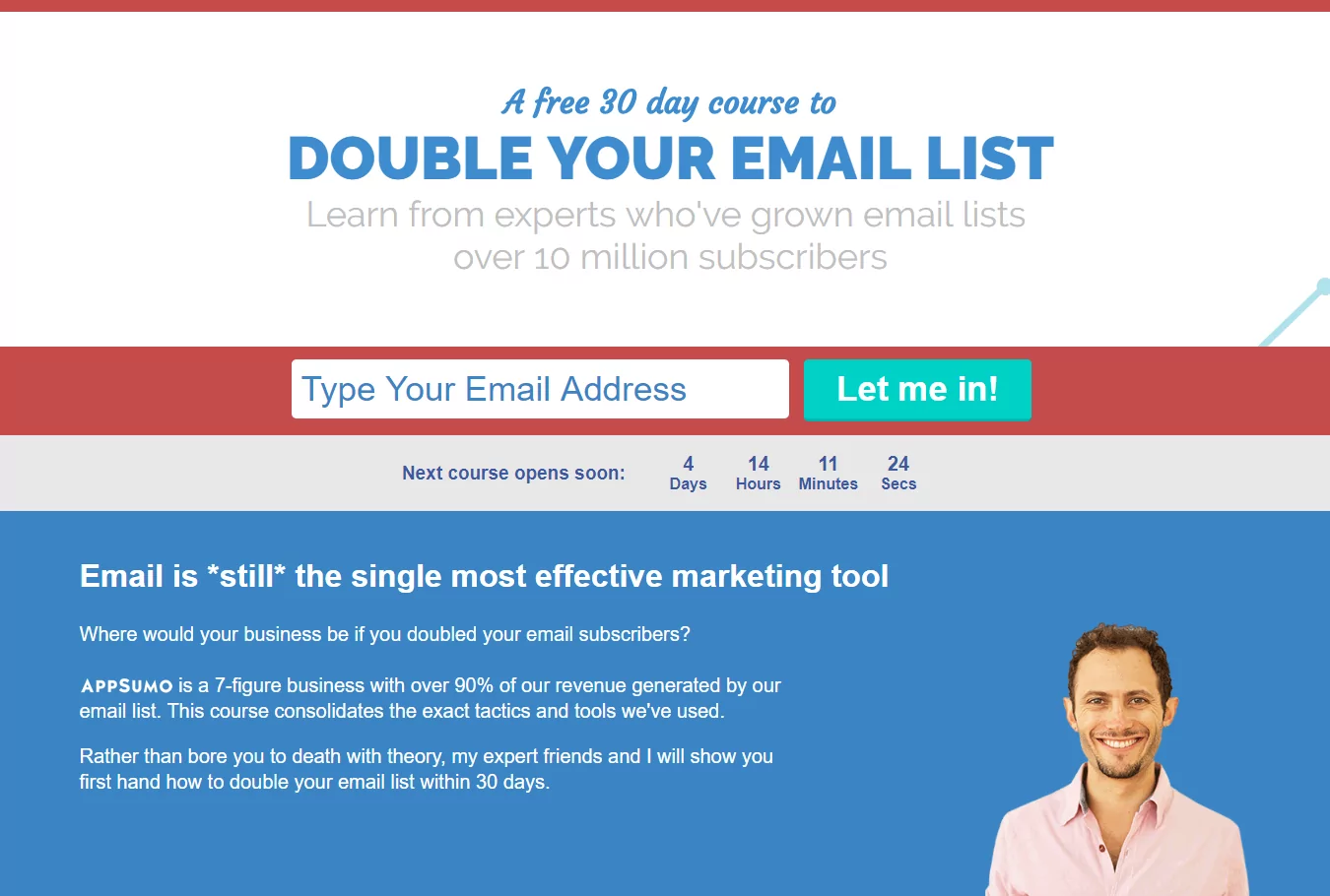 Sumo email 1k lead generation example landing page