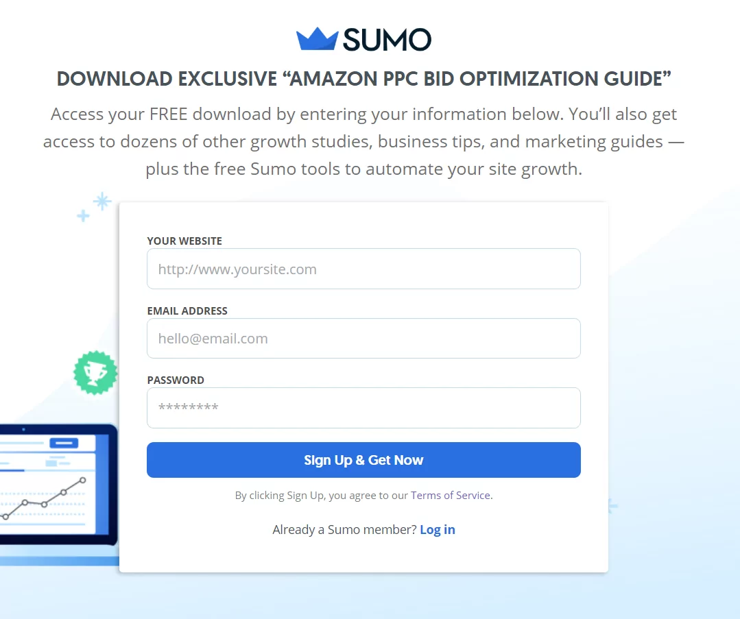 Sumo lead generation form inspiration