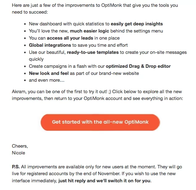 Get started with the all-new Optimonk broadcast email 2