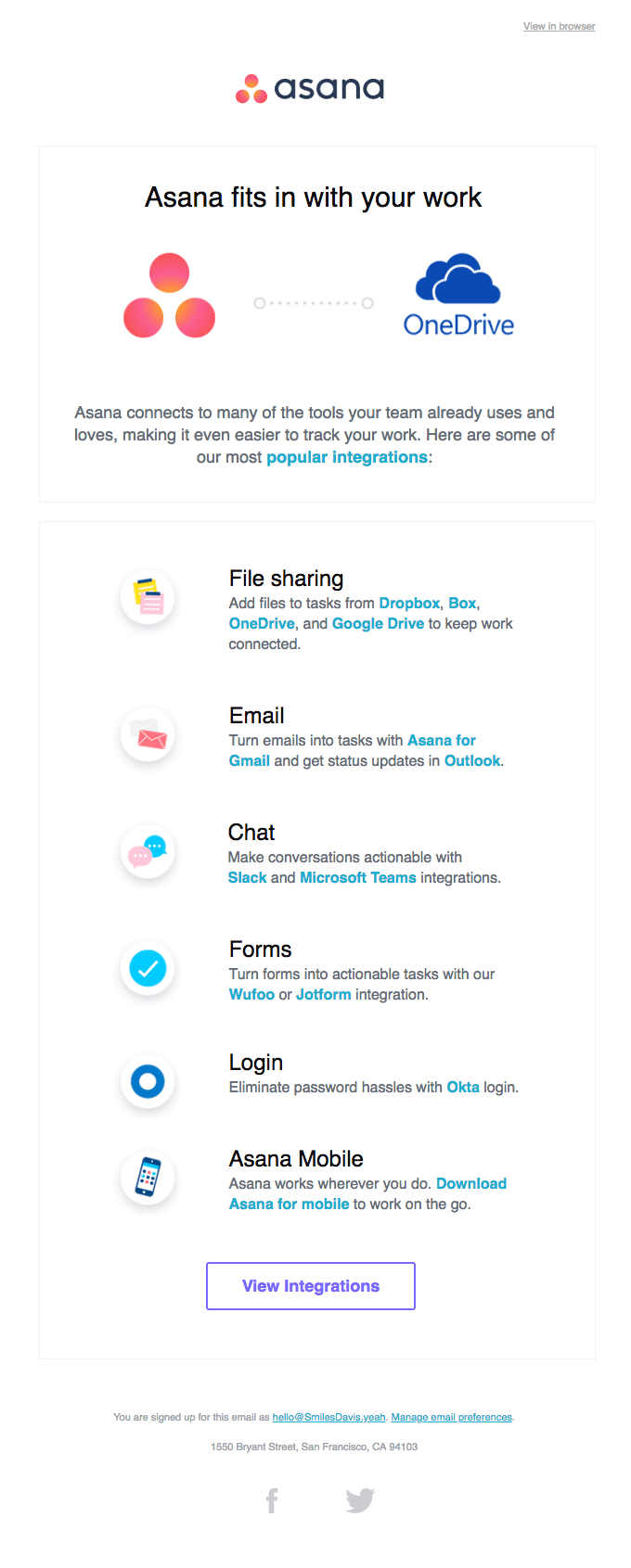 Asana fits in with your work, onboarding autoresponder