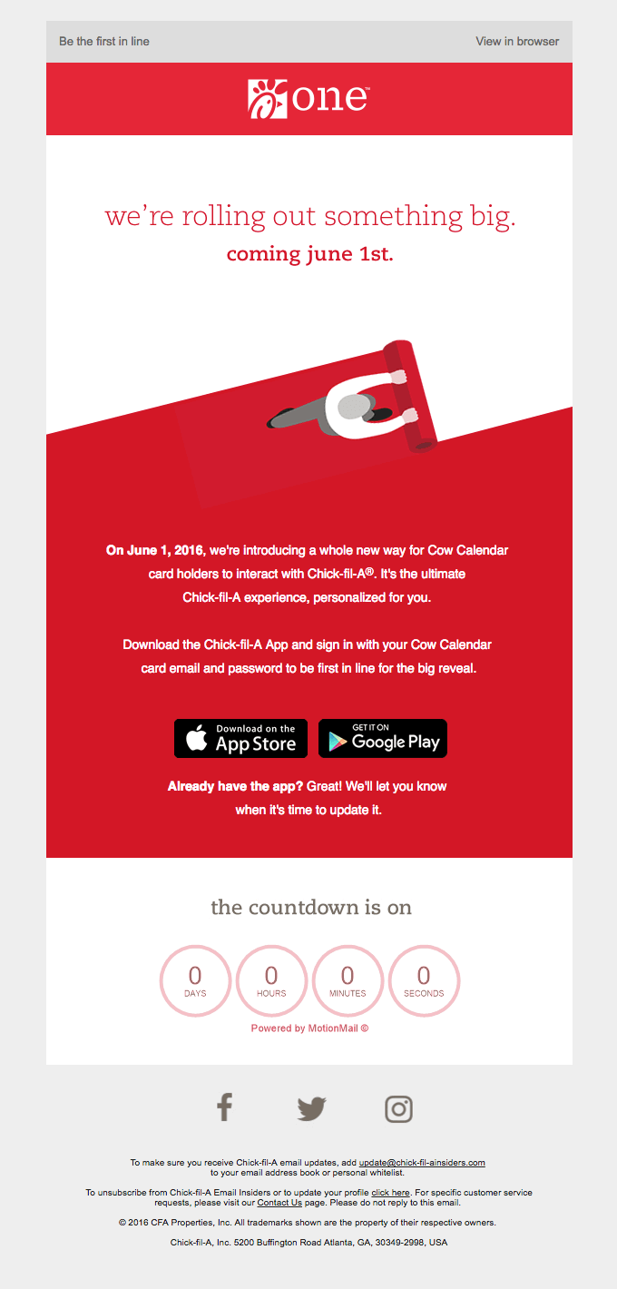 We're rooling out for something big Chicke-Fil-A teaser email sample
