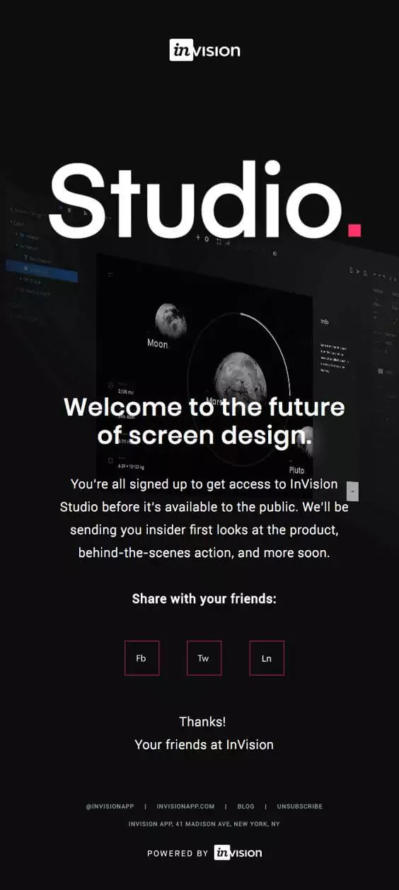 Invision future of screen design launch email
