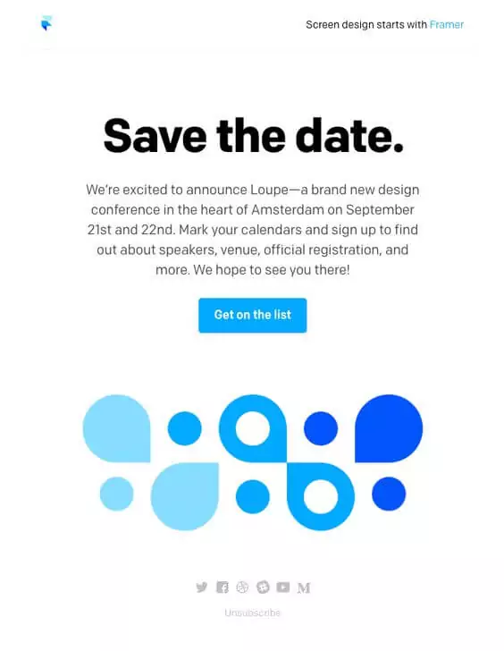 Save the date. event announcement email
