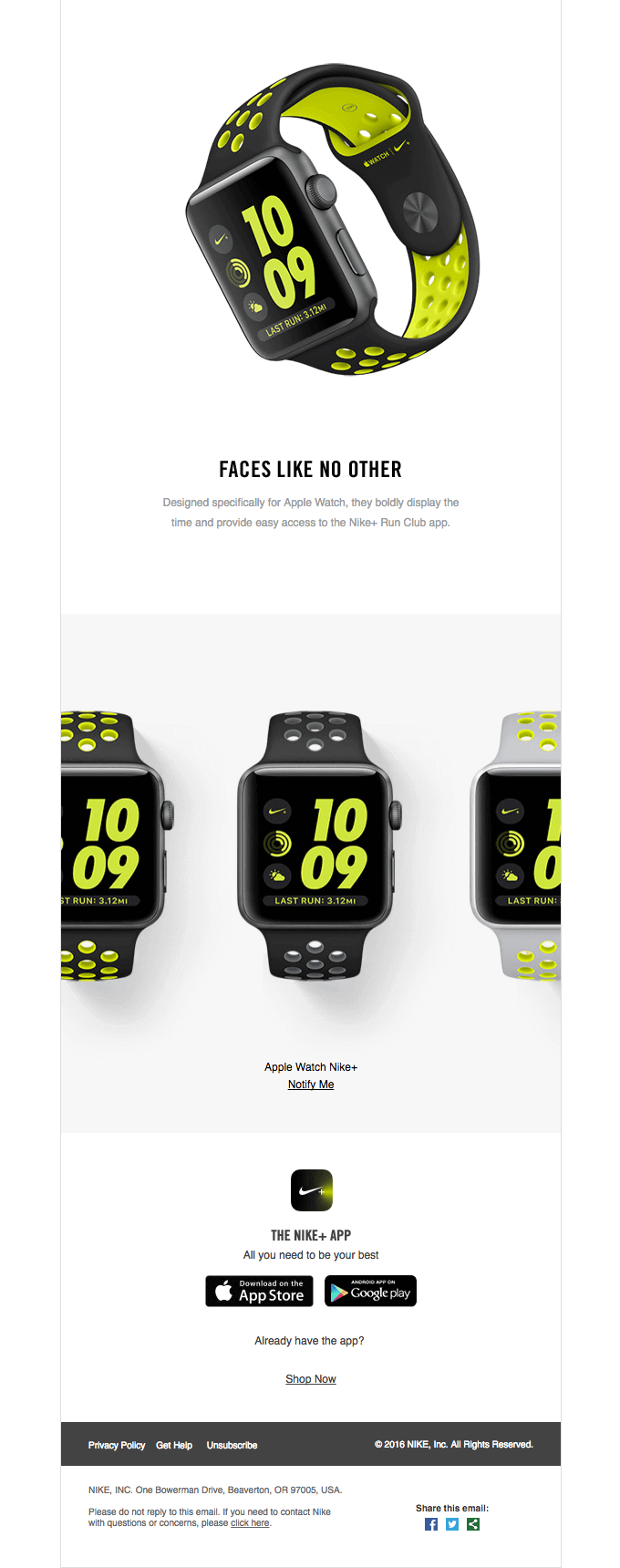 Introducing Apple Watch Nike+ product launch email sample part 2