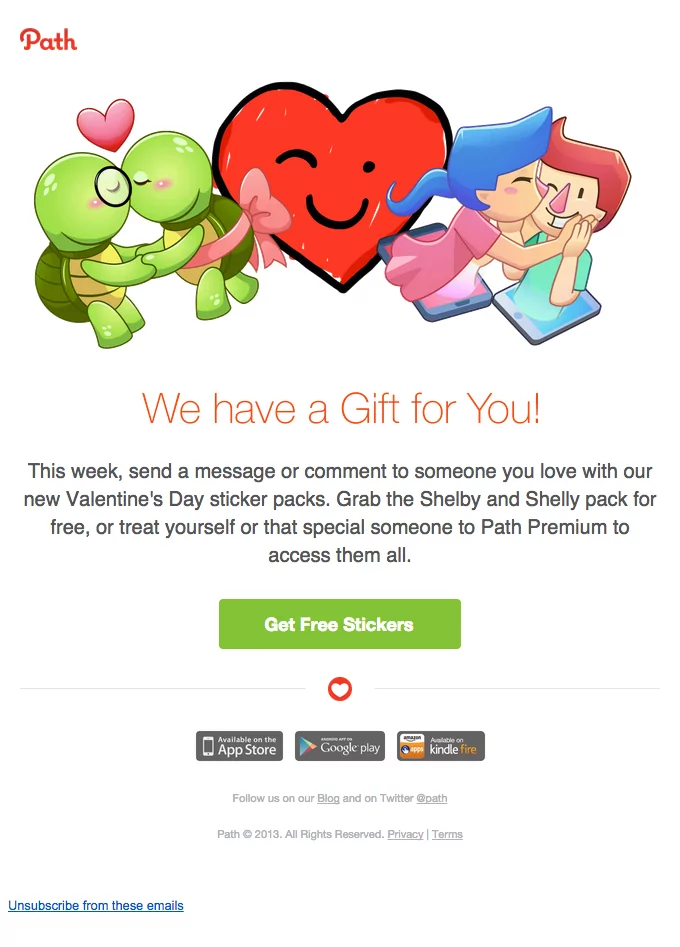Path is celebrating valentine’s day with this promotional sticker pack