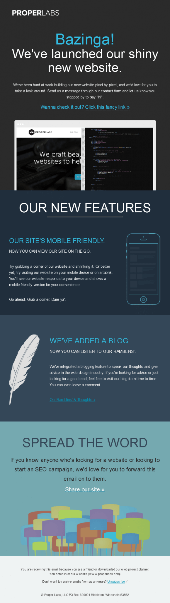 We've launched our shiny new website announcement email 