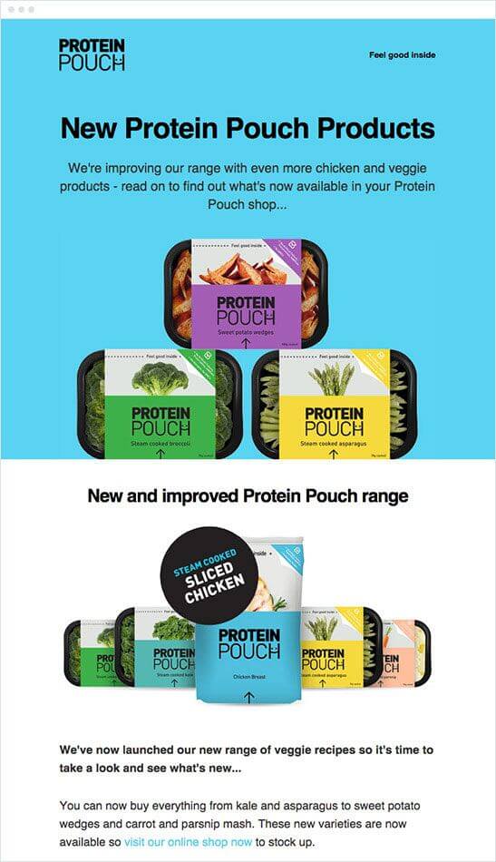new Protein Pouch Products launch email announcement