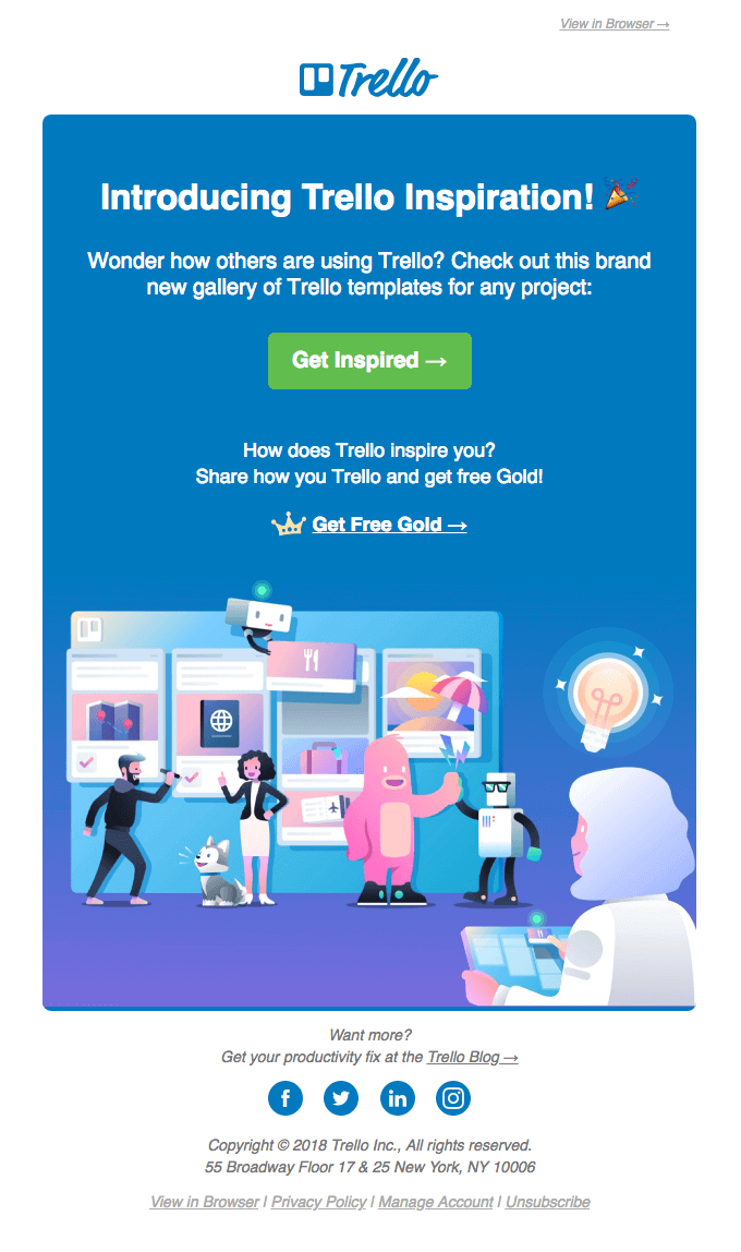 Introducing Trello Inspiration email launch example