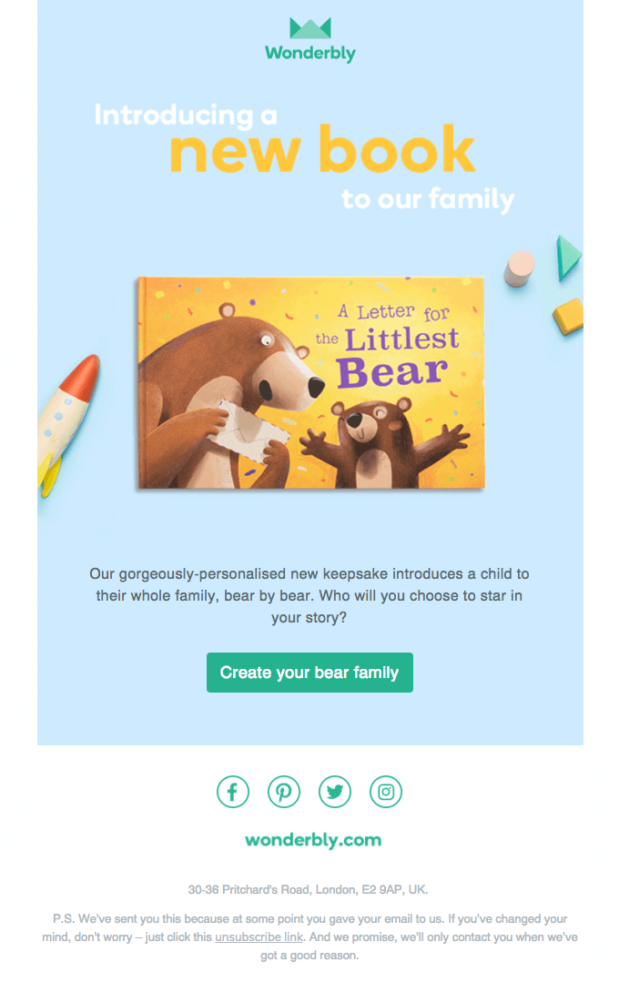 Introducing a new book to our family new book release email sample