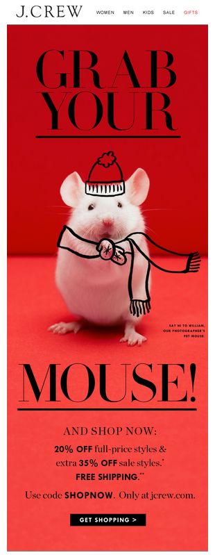 Grab your mouse! and shop now JCrew promotional Xmas email