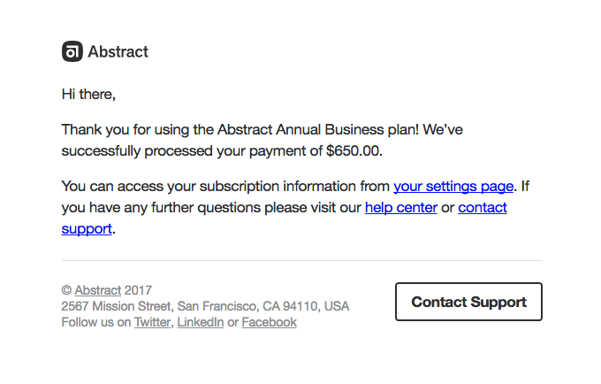 B2B confirmation email example Abstract