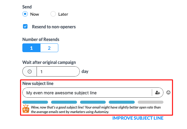 Resend to non-openers with new subject line 