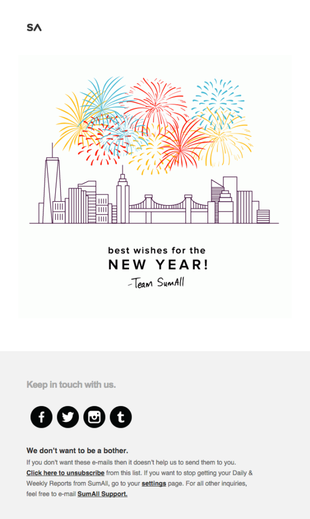 SumAll holiday email newsletter design