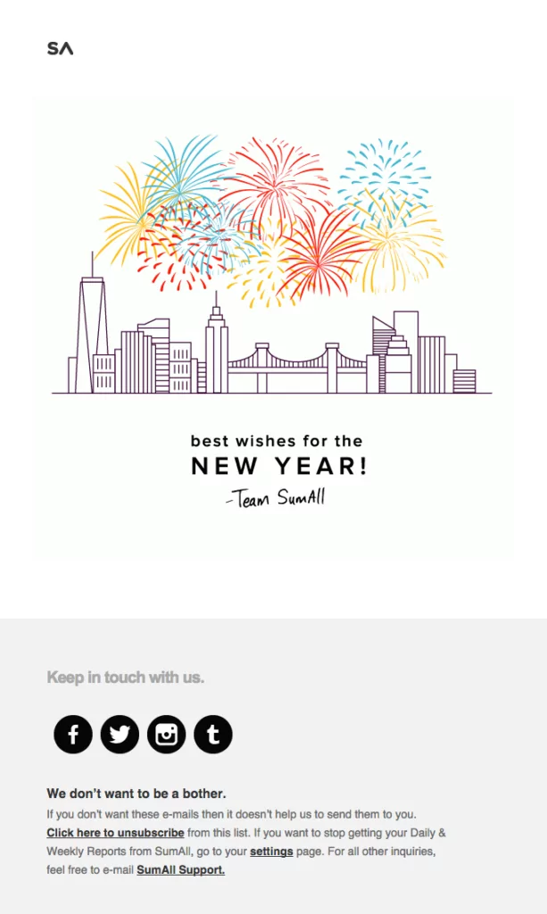 SumAll holiday email newsletter design