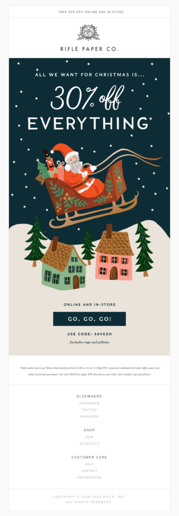 Christmas newsletter email design example