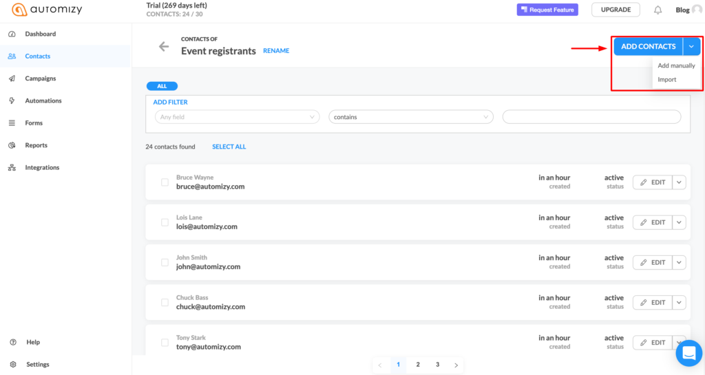 How to import your contacts in Automizy