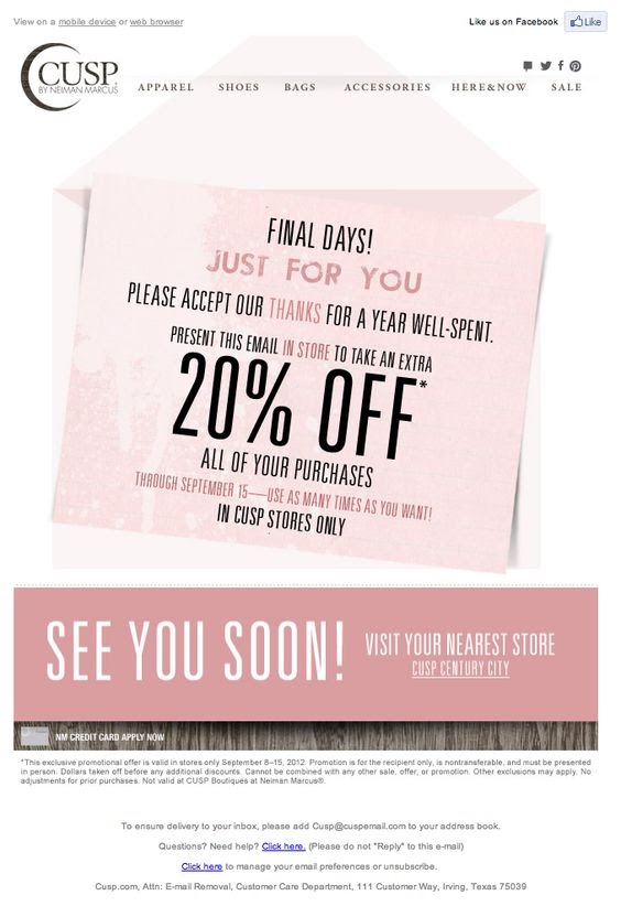 Cusp customer appreciation email sample