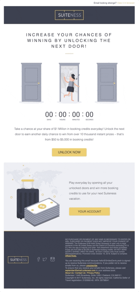 Dynamic email design example with countdown timer to increase sense of urgency