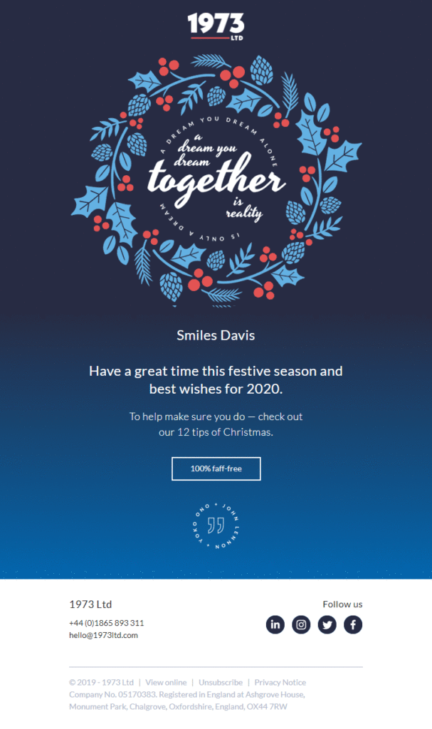 end of year email campaign with beautiful visuals