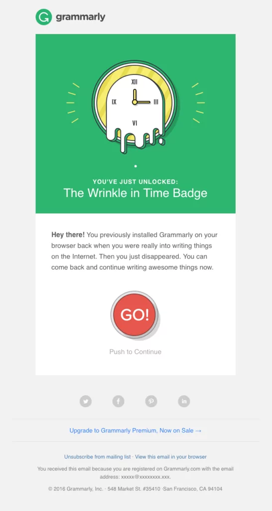 Grammarly re-engagement email design