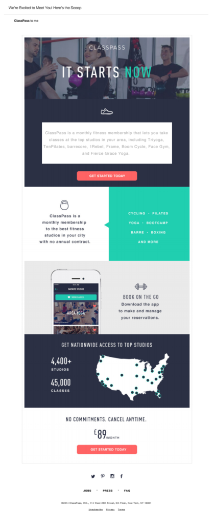 fitness email template to promote memberships and share locations