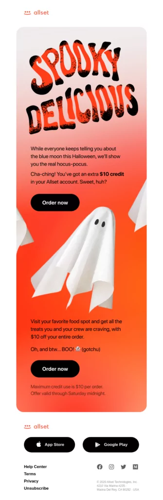 Halloween email newsletter creative design example