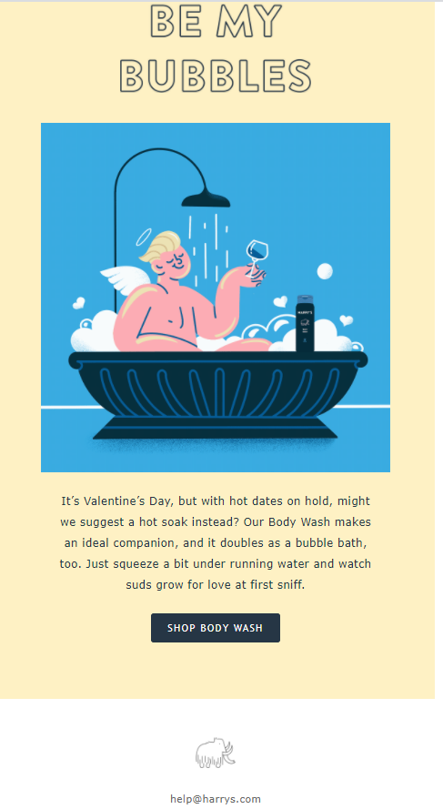 Illustration in email design example from Harry's