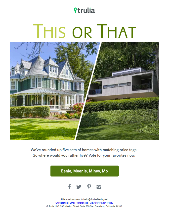 Interactive real estate email campaign idea