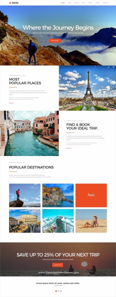 "Where the Journey Begins" travel email digest template