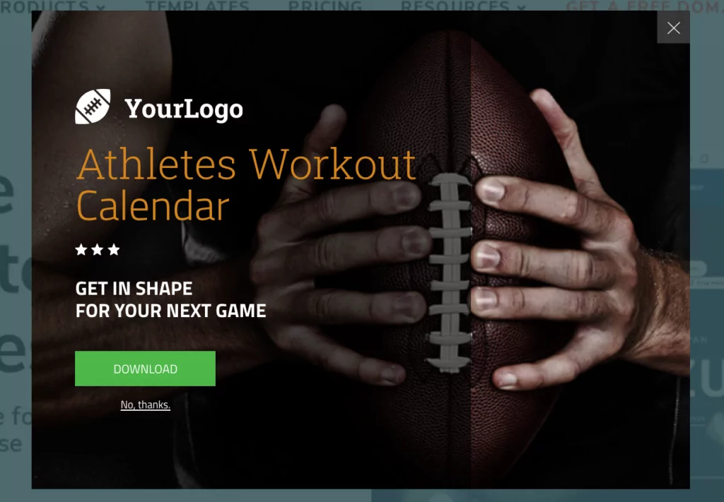 onsite retargeting popup to grow fitness email list