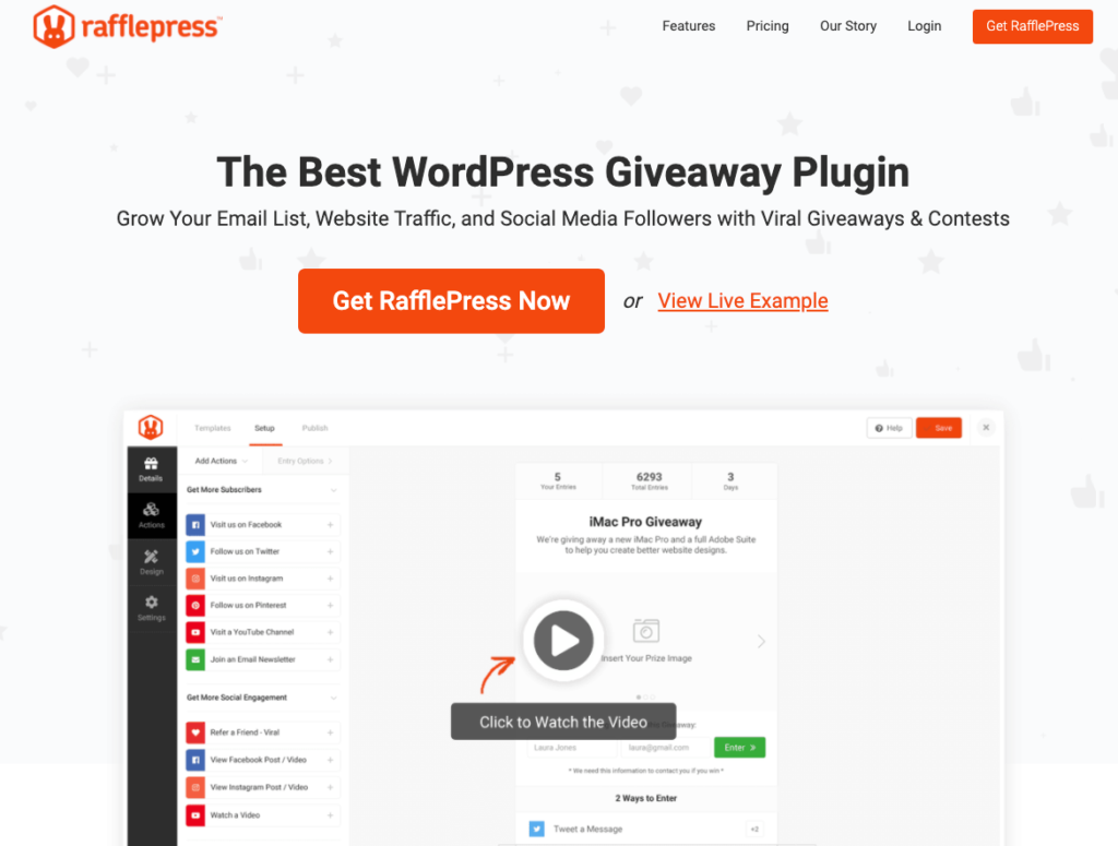 RafflePresss wordpress plugin lead generation tool