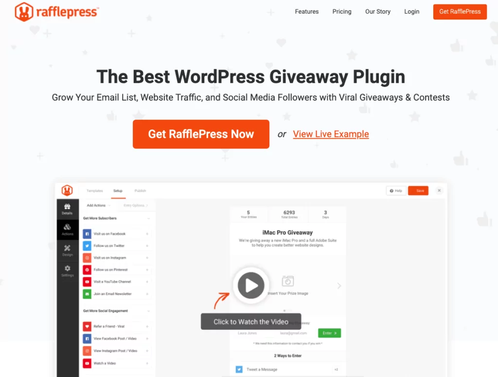 RafflePresss wordpress plugin lead generation tool