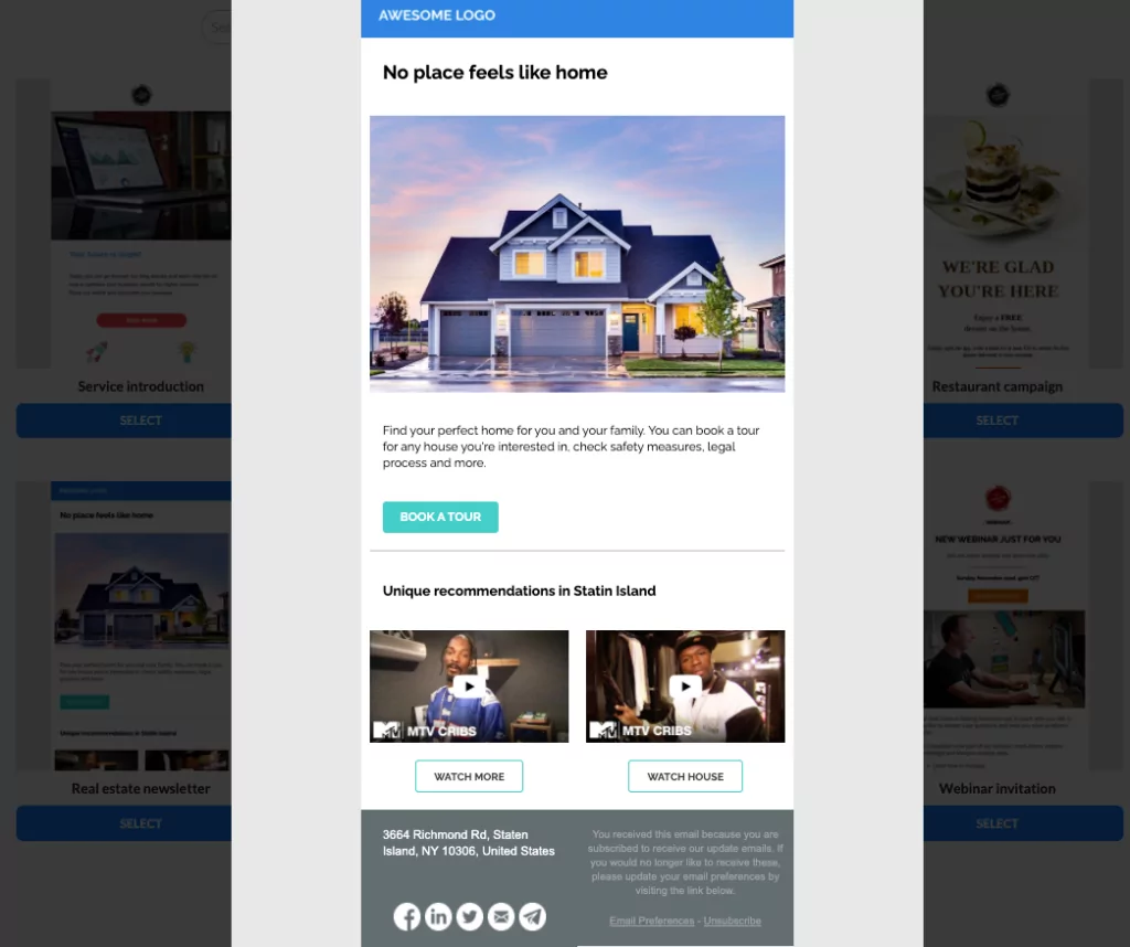 Real estate email template that is responsive and customizable