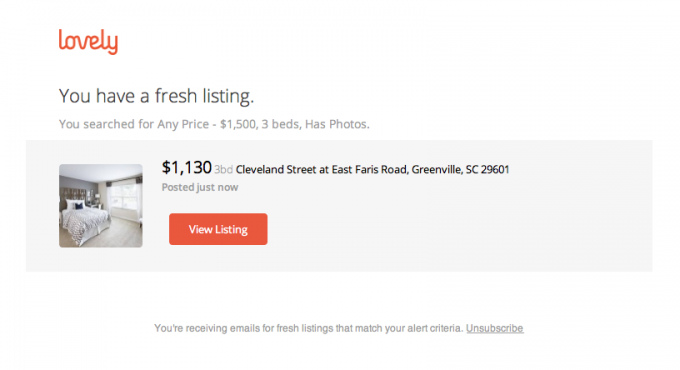 Template for real estate email that's used to notify users about new listing