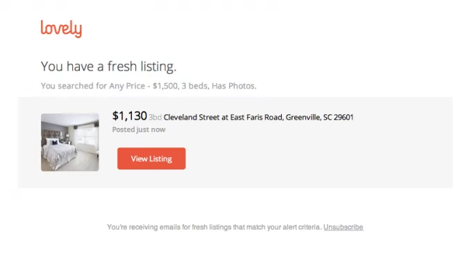 Template for real estate email that's used to notify users about new listing