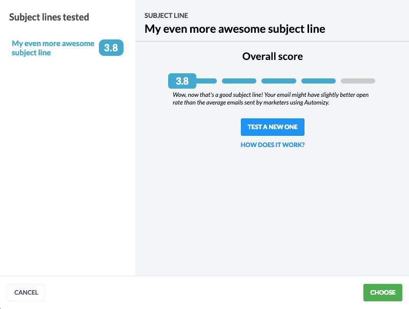 Subject line tested in Automizy