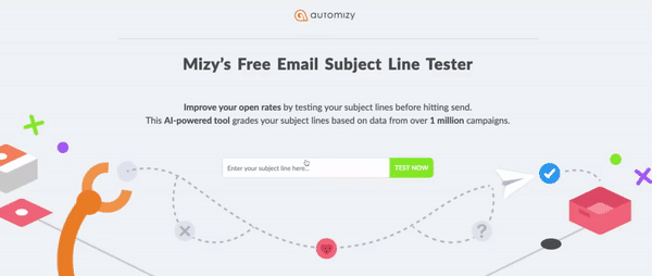 Automizy Subject line tester showcasing