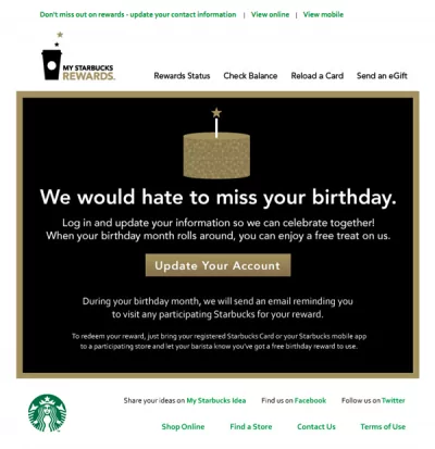 Starbucks  re-engagement email design