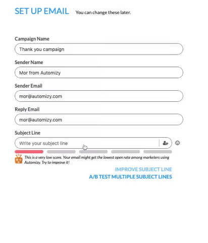 Setting up a mail in Automizy gif