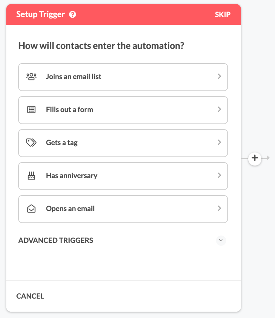 Automation trigger in Automizy