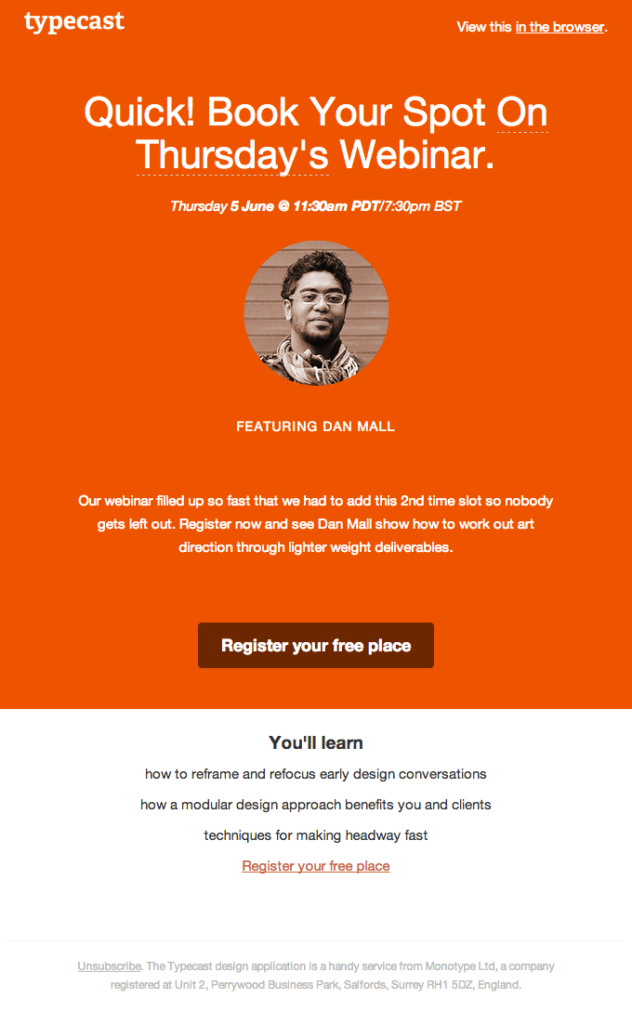 Typecast Webinar reminder email template