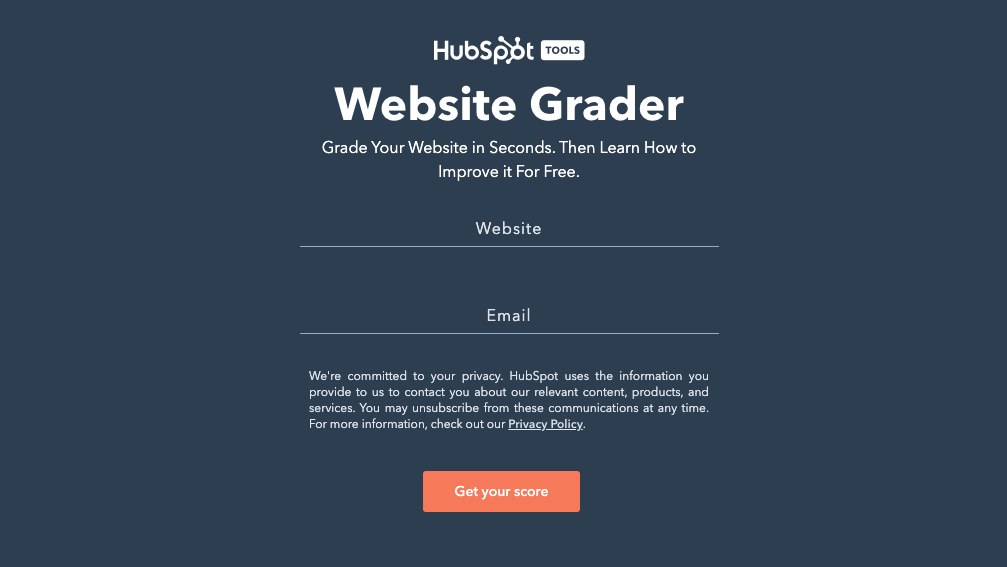 Free tool for B2B lead generation it's website grader from Hubspot