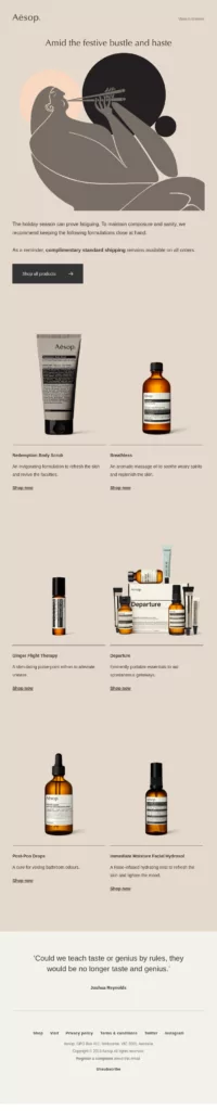 Aesop limited time email campaign example
