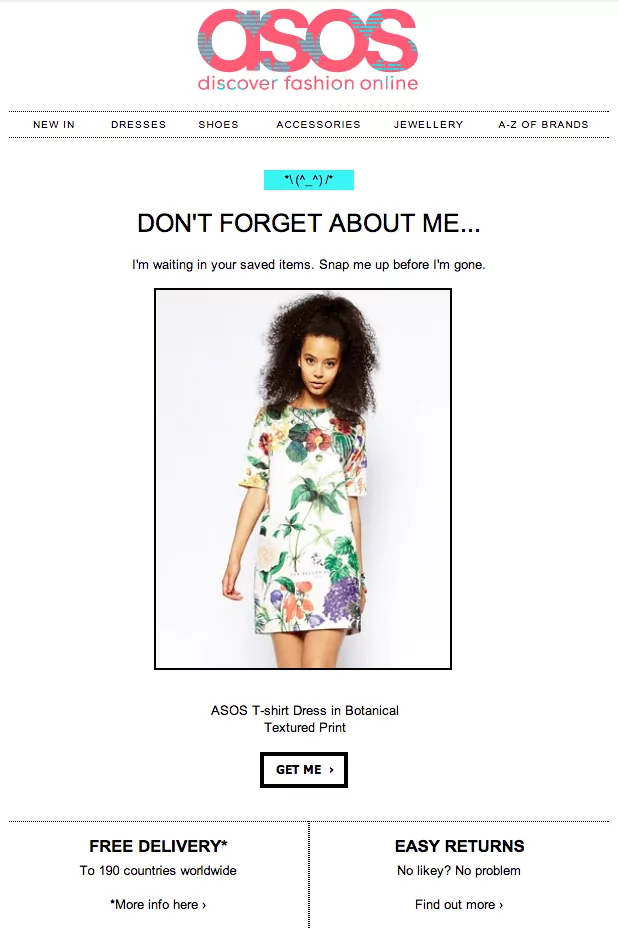 ASOS re-engagement email design