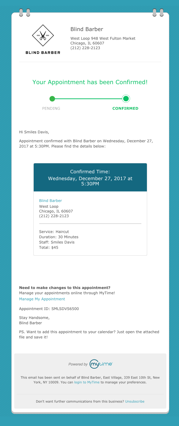 client visit confirmation email